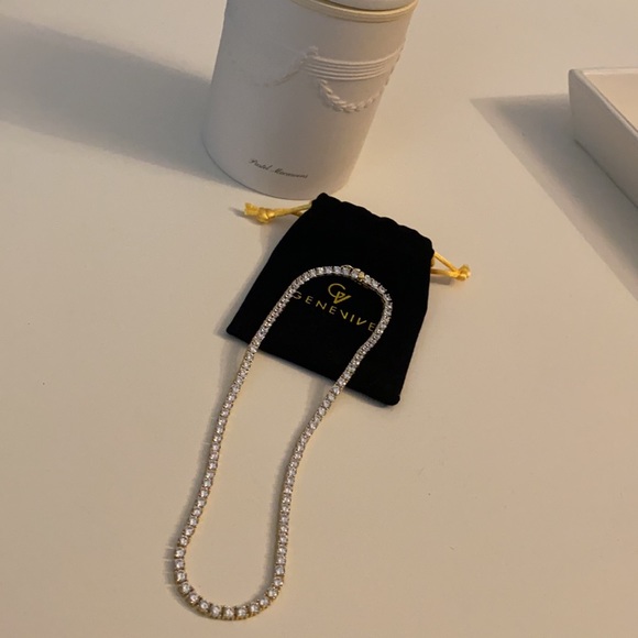 Genevive 14k over silver CZ TENNIS necklace - Picture 5 of 5